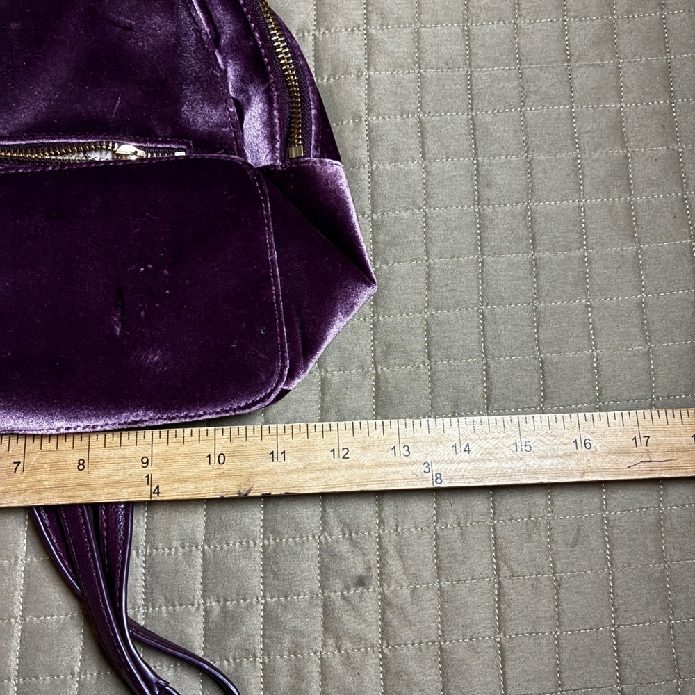 Kate Spade Purple Velvet Small Backpack Dome Bag Gold Hardware Adjustable Straps - Picture 7 of 10